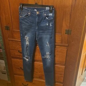 True Religion Halle Mid Rise Super Skinny Denim Jeans - Blue Womens Size W27 L29